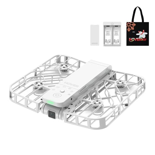 HOVERAir X1 Self-Flying Camera White Combo with Tote Bag, Pocket-Sized Drone,...