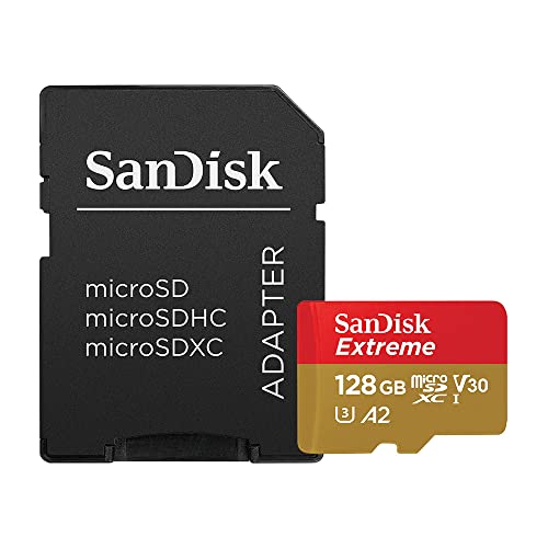 SanDisk 128GB Extreme microSDXC UHS-I Memory Card with Adapter - Up to 160MB/s,...