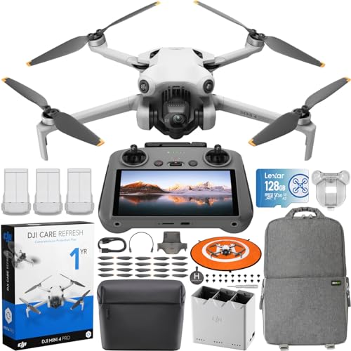 DJI Mini 4 Pro Folding Drone with RC 2 Remote (With Screen) Fly More Combo Plus,...