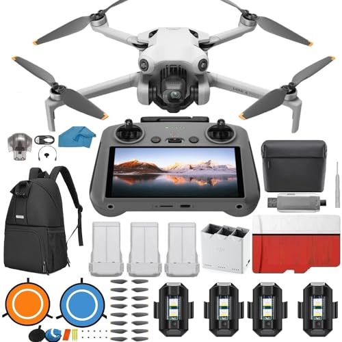 DJI Mini 4 Pro Folding Drone with RC 2 Remote (With Screen) Fly More Combo, 4K...