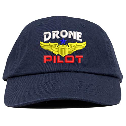 Top Level Apparel Drone Pilot Aviation Wing Embroidered Soft Crown Dad Cap Navy